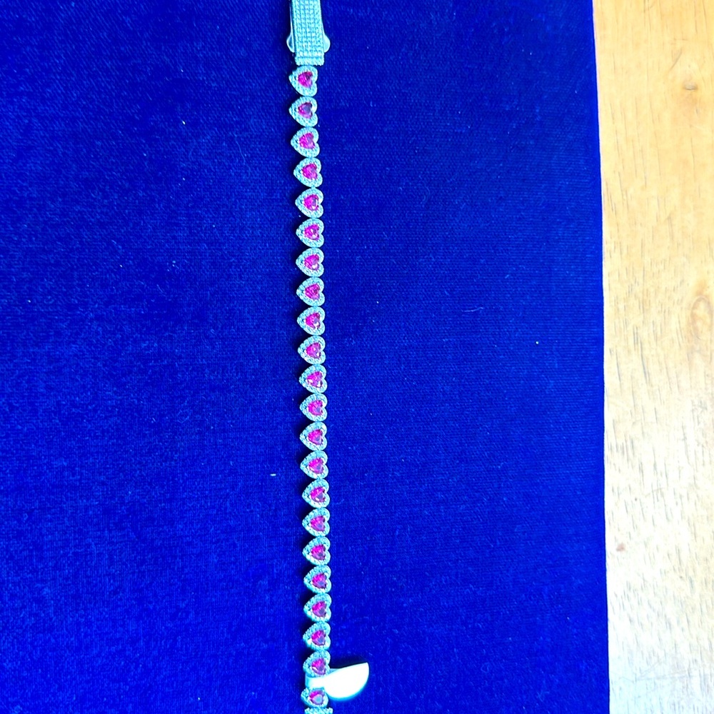 Silver heart tennis bracelet